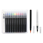 Набор аквамаркеров " deVente " 12 цветов, наконечник - кисть, акварельные, пластиковая упаковка