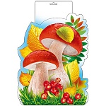 Плакат фигурный " Мир поздравлений " 930 А4 Грибы, выборочный глянцевый лак