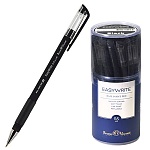 Ручка шариковая " Bruno Visconti " EasyWrite Black, черная 0,5мм, толщина письма 0,4мм, пластиковый корпус, покрытие soft-touch, цвет корпуса - черный, резиновый держатель, металлический наконечник, колпачок с клипом, сменный стержень, пластиковый тубус