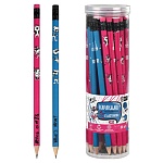 Карандаш ч/гр " Феникс " Рок-звезды НВ с ластиком, круглый, деревянный, заточенный, пластиковый тубус