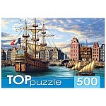 Пазлы " Рыжий кот " 500элементов Корабли в старом порту 48*34см, картонная упаковка 18,5*15*6,5см