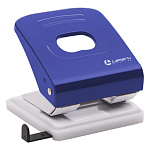 Дырокол на 30л " Lamark " Mettallic металлический, встроенная линейка, синий