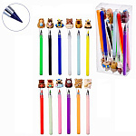 Карандаши цветные вечные пластиковые Капибара 12цв " Mazari " круглые, с ластиком, пластиковая упаковка