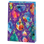 Пакет Новогодний бумажный " Мир открыток " 26*32,7*13,5см Елочные игрушки и снежинки, ламинированный