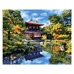 Картина алмазная " Lori " 40*50см Храм у воды, полное заполнение, основа с цветной схемой, комплект квадратных страз, стилус, лоток для страз, сухой клей, холст без подрамника с клеевой основой