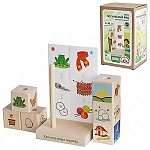 Игра логическая " Краснокамская игрушка " Логический ряд, 6 кубиков с картинками, 8 карточек-заданий, подставка с держателем кубиков, картонная упаковка 19*10*12см
