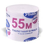 Бумага туалетная 1-слойная " Plushe " 55, 1 рулон, 44м, серая, вторичная целлюлоза, h=85мм, d=95мм