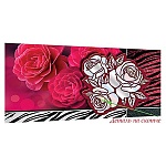 Конверт для денег " Мир открыток " 4-17 Без названия- Розовые цветы, 165*85мм, фольга, деталь на скотче, текст