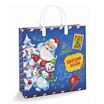 Пакет Новогодний ПЭ " Интерпак " с пластиковой ручкой МП, 30*30см 150мкм Северная бандероль