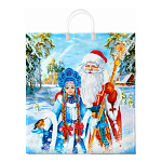 Пакет Новогодний ПЭ " Интерпак " с пластиковой ручкой ПВД, 40*44см 100мкм Волшебная встреча