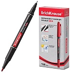 Маркер " Erich Krause " Double P-80 красный 0,45-1,65мм двухсторонний пулевидный наконечник перманентный