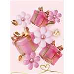Конверт для подарочного сертификата " Праздник " 170 Цветы на розовом фоне, 74*100мм, глянцевый УФ-лак, без текста