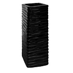 Ваза керамическая " KWELT " Квадратная, Волна, черная, 5,5*18*5,5см