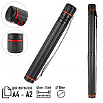 Тубус для чертежей телескопический " KWELT " d=55мм, 45 - 74см, ремень, черный, пластик