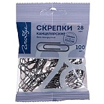 Скрепки " Глобус " 28мм без покрытия 100шт, пакет с европодвесом