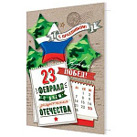 Бирка для букетов и подарков " Мир открыток " 2-70 23 Февраля- С Днем защитника Отечества! Шары-звезды, календарь, 115*85мм, без отделки