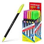 Ручка шариковая " Erich Krause " Neo Accent синяя 0,7мм, толщина письма 0,26мм, круглая, рифленый держатель, черный корпус, картонная упаковка