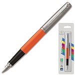 Ручка подарочная перьевая " Parker " Jotter Originals Orange Fountain Pen, 2 картриджа синего/черного цвета, 1мм, перо-нержавеющая сталь, цвет корпуса-оранжевый/серебристый, материал корпуса- пластик, блистер, европодвес
