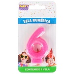 Свеча для торта цифра " Миленд " 6, ярко-розовая, 14*8*1см, картонный блистер, европодвес