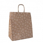 Пакет Новогодний бумажный крафт " ПЗБМ " 22*25*12см Снежинка, крученые ручки