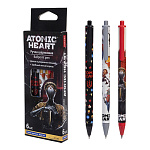 Набор автоматических шариковых ручек " Hatber " Atomic Heart, синяя 0,7мм, 6шт, чернила на масляной основе, цветной пластиковый корпус, 3 дизайна, картонная упаковка, европодвес