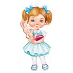 Плакат фигурный " Империя поздравлений " 933 А3 Девочка с игрушкой и книгой, без отделки