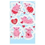 Наклейки " Мир открыток " 0-11 А6 Влюбленные хрюшки, без отделки