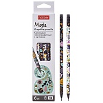 Набор карандашей ч/гр " Hatber " Magia НВ с ластиком, круглые, деревянные, заточенные, 2 дизайна, картонная упаковка