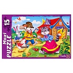 Пазлы " Рыжий кот " Макси. 15элементов Кошкин дом 30*21,5см, картонная упаковка 12,5*18*4см