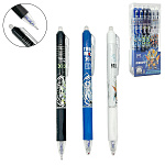 Ручка пиши-стирай автоматическая " KWELT " Thunder mecha, гелевая 0,5мм синяя, резиновый держатель, с силиконовым ластиком, ассорти 3 дизайна, пластиковая упаковка