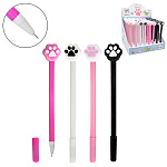 Ручка гелевая " KWELT " Paw синяя 0,5мм, толщина письма 0,25мм, игольчатый пишущий узел, непрозрачный пластиковый корпус, цвет корпуса- ассорти, резиновый наконечник- лапка, дисплей