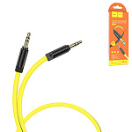 Кабель Aux Jack 3,5mm - Jack 3,5mm " Hoco " Upa16 желтый, плоский, 2м, силикон