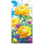 Конверт для денег " Мир открыток " 4-15 Без названия- Желтые пионы, 168*83мм, без отделки