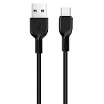 Кабель сетевой USB - Type-C " Hoco " X20 черный, круглый, 2м, 3A, силикон