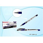 Ручка шариковая " Piano " синяя 0,7мм, толщина письма 0,35мм, резиновый держатель, игольчатый пишущий узел, чернила на масляной основе, металлический наконечник, серебристый корпус