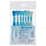 Набор мулине " Gamma " Спектр 7*8м хлопок azure, пакет, европодвес