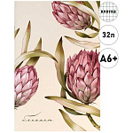 Блокнот МАЛЫЙ ФОРМАТ А6+ 32л " Феникс " Протея, клетка, на скобе, обложка - мелованный картон, матовая ламинация, 120*185мм