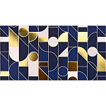 Конверт для денег " Миленд " Dream Cards Soft Touch Без названия- Синий, золотая геометрия, 164*85мм, холодная фольга,твин лак