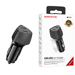 Блок питания автомобильный " Borofone " BZ31D Solid черный, 3,0А, 60W, PD, 2 Type-C, пластик (кабель в комплект не входит)
