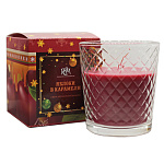 Свеча ароматизированная в стакане Новогодняя " РСМ " Яблоки в Карамели, 130*78,5мм, время горения 30часов, гланцевая картонная коробка