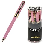 Ручка шариковая " Bruno Visconti " Monaco синяя 0,5мм, толщина письма 0,4мм, корпус пластик, металл, покрытие soft touch, цвет корпуса розовый, металлический наконечник, колпачок с металлическим клипом, пластиковый бокс