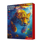 Пазлы " Рыжий кот " 1000элементов Леопард под водой 68,5*48,1см, картонная упаковка 35,5*23,5*5см