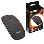 Мышь " FaisON " M-28 Glow беспроводная оптическая, 3 кнопки, черная, 1600 DPI, USB, работает от аккумулятора, кабель для зарядки в комплекте, RGB подсветка