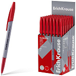 Ручка шариковая " Erich Krause " Slender Stick Grey, красная 0,7мм, Super Glide Technology, толщина письма 0,35мм, круглая, картонная упаковка