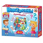 Игра развивающая " Русский стиль " Викторины 4 в 1, состав: 4 игровых поля, карточки с картинками, картонная упаковка