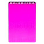Блокнот с пластиковой обложкой А5 спираль сверху 80л " Hatber " Diamond Neon, Розовый, клетка