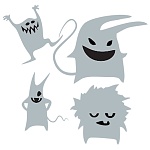 Набор фликеров " deVente " наклейки Monsters 4шт 65*55мм, пакет, европодвес