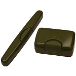 Дорожный набор " Миленд " Дуэт Хаки в наборе: мыльница 8,5*5*3см, футляр для зубной щетки 19,5*2*2см, пластиковый