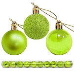 Набор шаров " KWELT " d=4см 12шт, зеленые (глянцевые, матовые, с блестками), пластиковый тубус