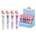 Ручка шариковая автоматическая " Basir " Единорожка, 10цв, 0,5мм, прорезиненный наконечник-единорог на радуге, цветной корпус, ассорти